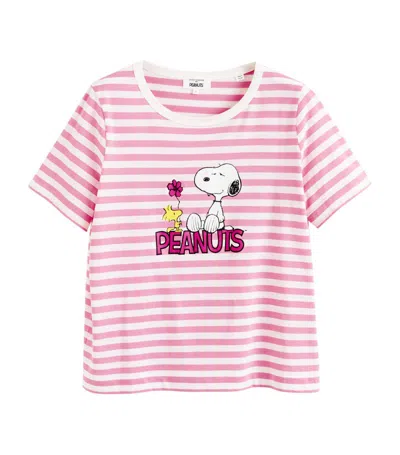 Chinti & Parker Kids' X Peanuts Striped Flower Power T-shirt In Pink