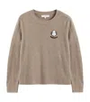 Chinti & Parker Soft-truffle Wood-cashmere Snoopy Badge Sweater In Neutrals