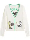 Chinti & Parker Cream Cotton Peanuts Racquet Club Cardigan In Neutrals