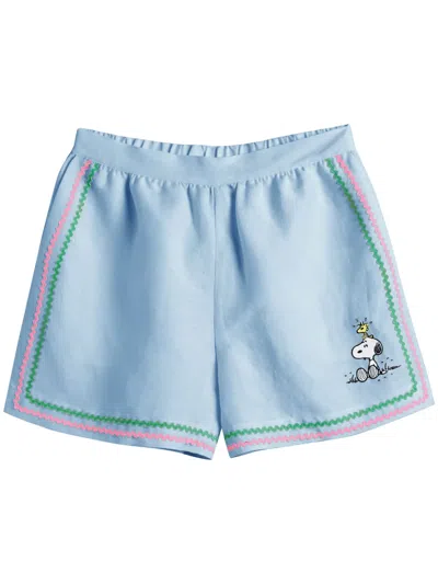 Chinti & Parker X Snoopy Peanuts Vacation Shorts In Blue