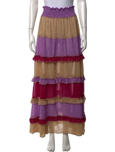 Pre-owned Chio Colorblock Pattern Long Skirt In Purple