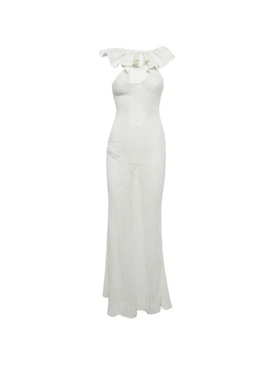 Pre-owned Chio Crochet Maxi Dress In White
