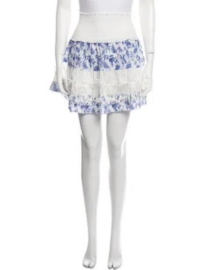 Pre-owned Chio Floral Print Mini Skirt W/ Tags In Blue