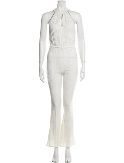 Pre-owned Chio Halterneck Jumpsuit In White