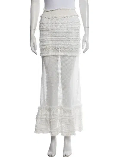 Pre-owned Chio Lace Pattern Long Skirt In White