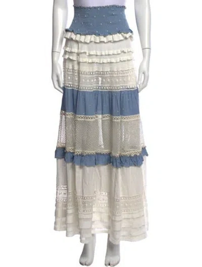 Pre-owned Chio Patterned Long Skirt In Blue