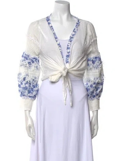 Pre-owned Chio Printed V-neck Crop Top W/ Tags In White