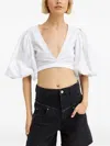 Chio Puff-sleeve Tie Top In White