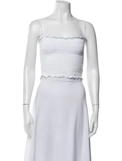 Pre-owned Chio Square Neckline Sleeveless Crop Top In Neutrals