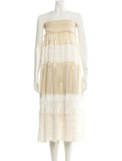 Pre-owned Chio Strapless Knee-length Dress In Multi