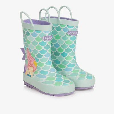 Chipmunks Kids' Girls Green Mermaid Rain Boots