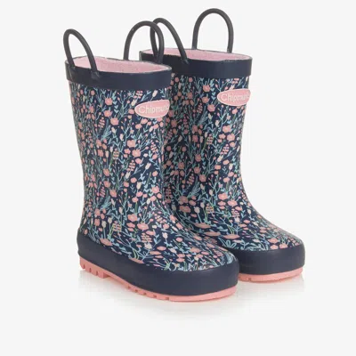 Chipmunks Kids' Girls Navy Blue Floral Rain Boots