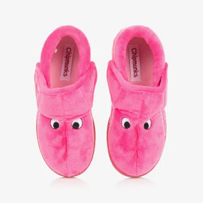 Chipmunks Kids' Girls Pink Fleece Dinosaur Slippers