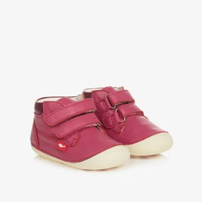 Chipmunks Babies' Girls Pink Leather First-walker Boots In Red