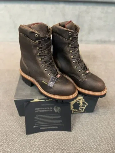 Pre-owned Chippewa 25405 Usa Arador Steel Toe 400g Insulated Super Logger Boots 8.5e In Brown