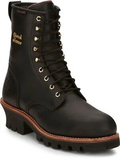 Pre-owned Chippewa 8" Paladin Steel Toe Waterproof Insulated Logger Work Boot Black