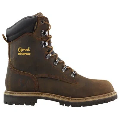 Pre-owned Chippewa Birkhead 8 Inch Waterproof Soft Toe Work Mens Brown Work Safety Shoes