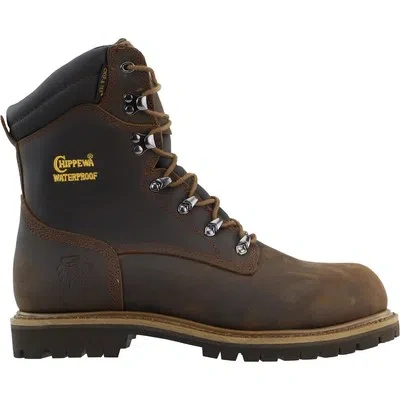 Pre-owned Chippewa Birkhead 8 Inch Waterproof Steel Toe Work Mens Brown Work Safety Shoes