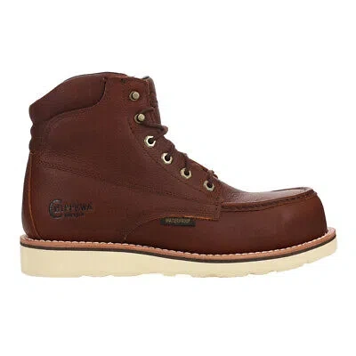 Pre-owned Chippewa Edge Walker 6 Inch Waterproof Composite Toe Work Mens Brown Work Safet