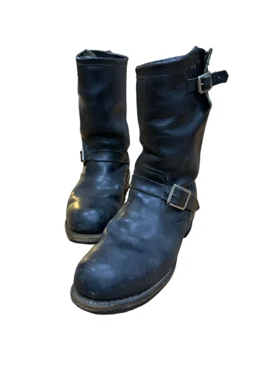 Pre-owned Chippewa Full Leather Engineer Biker Boots Shoes In Black