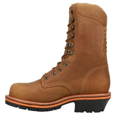 Pre-owned Chippewa Men's 10" Thunderstruck Logger Waterproof Composite Toe Insulated Lace- In Brown