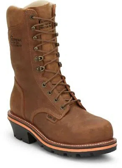 Pre-owned Chippewa Men's 10" Thunderstruck Nano Composite Toe Work Boot Tan - Th1030 In Brown