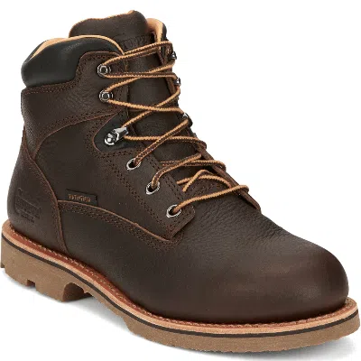Pre-owned Chippewa Men's 72125 6" Brown Waterproof 400g Insulated Eh Work Boots, Sz 8.5 W