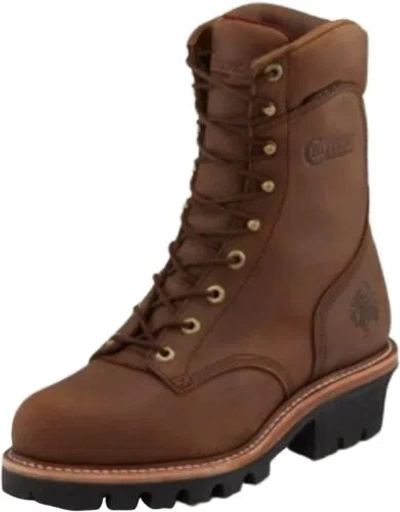 Pre-owned Chippewa Men's 9" Waterproof Insulated Steel-toe Eh Logger Boot In Tan
