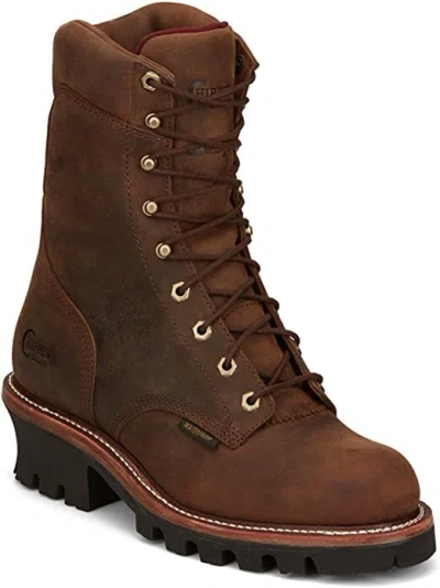 Pre-owned Chippewa Men's 9" Waterproof Super Dna 400g Soft-toe Insulated Logger-59408 In Brown
