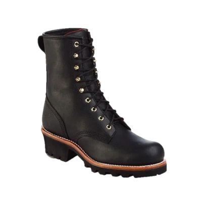 Pre-owned Chippewa Men's Baldor 8" Steel Toe Logger Black Oiled Boots 73020
