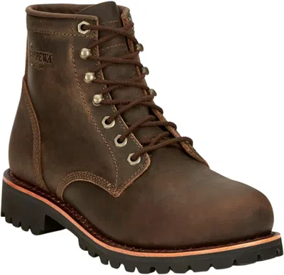 Pre-owned Chippewa Men's Nc2081 Classic 2.0 6" Steel Toe Lace Up Work Boot In Chocolate Apache