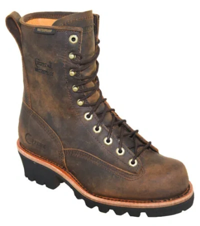 Pre-owned Chippewa Men's Paladin 8" Soft Toe Waterproof Logger Boot Style 73100 In Brown