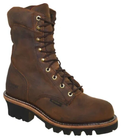 Pre-owned Chippewa Men's Super Dna 9" Soft Toe Waterproof Logger Boot 59406 In Brown