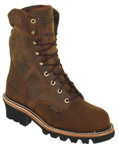 Pre-owned Chippewa Men's Super Dna 9" Steel Toe Waterproof Logger Boot 59407 In Brown