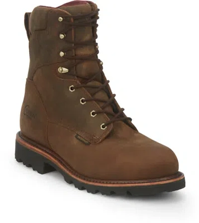 Pre-owned Chippewa Mens Super Dna 8in Wp Steel Toe 400g Bay Apache Leather Work Boots
