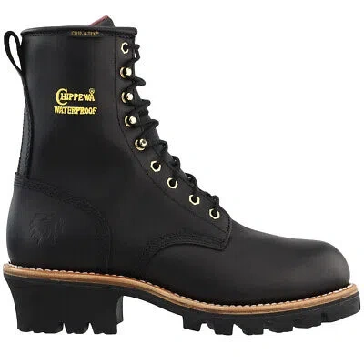 Pre-owned Chippewa Paladin 8 Inch Waterproof Steel Toe Work Mens Black Work Safety Shoes