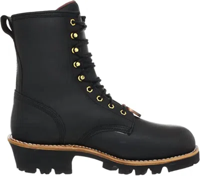 Chippewa Paladin 8" Waterproof Insulated Steel Toe Logger (wide Width) In Black