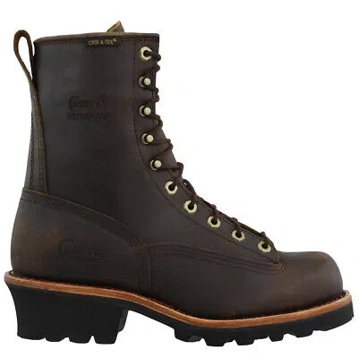 Pre-owned Chippewa Paladin Bay Apache 8 Inch Waterproof Soft Toe Work Mens Brown Work Saf