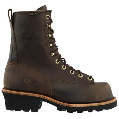 Pre-owned Chippewa Paladin Bay Apache 8 Inch Waterproof Steel Toe Work Mens Brown Work Sa