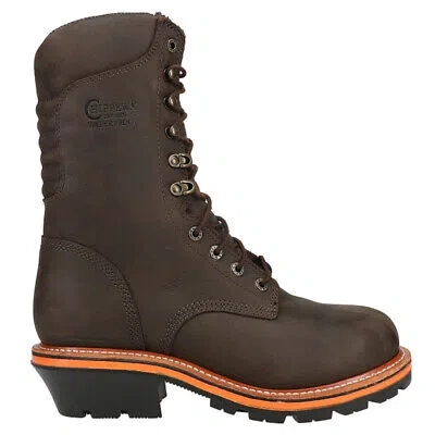 Pre-owned Chippewa Thunderstruck Logger 10 Inch Waterproof Soft Toe Work Mens Brown Work