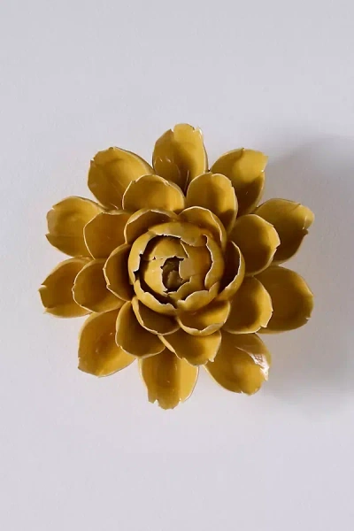 Chive Yellow Ceramic Flower Gallery Wall Charm In Gold