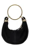 Chloé Bracelet Small Embellished Leather-trimmed Suede Shoulder Bag In Black