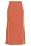 Chloé Knit Midi Skirt Ribbed Waistband In Orange