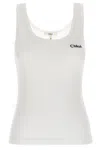 Chloé Embroidered Ribbed Cotton Tank In Gray