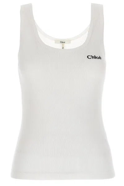 CHLOÉ CHLOÃ‰ LOGO EMBROIDERY TOP
