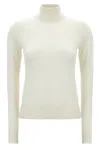Chloé White Logo Embroidery Turtleneck Sweater In White