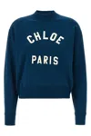 Chloé Cropped Round Neck Sweatshirt Clothing In Blue