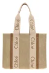 Chloé Chloe Woody Medium Linen Canvas Tote In Neutral