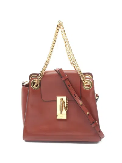 Pre-owned Chloé 00s Small Annie Chain-strap Leather Shoulder Bag In Brown