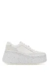Chloé Nama Leather Platform Sneakers In White